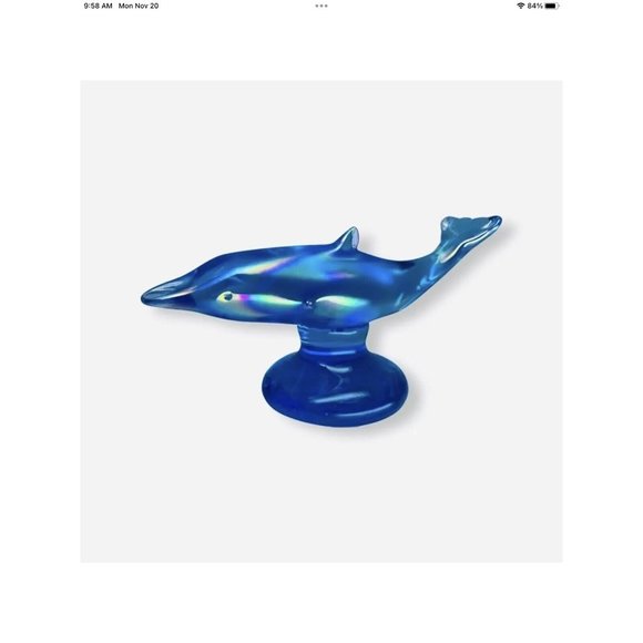 VTG Handmade Grandma Bluebirds Ron Roy Signed Dolphin Figurine Art Glass USA HTF - Picture 5 of 15